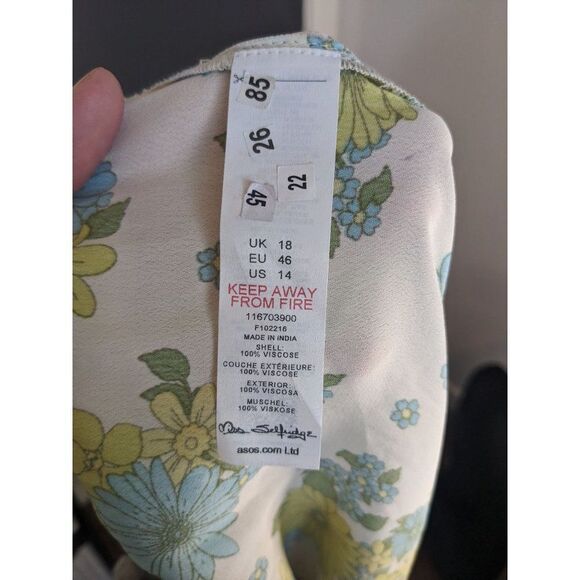 NWT Asos Miss Selfridge Cutout Strappy Wide Leg Jumpsuit - Green Retro Floral 14 - Picture 11 of 11